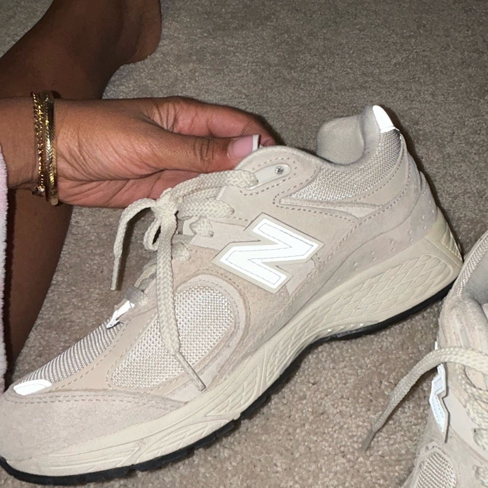 New Balance Cream and White Sneakers